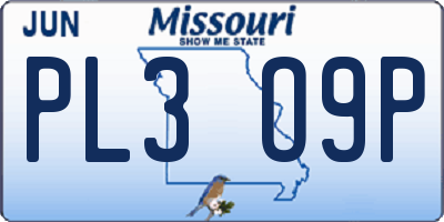 MO license plate PL3O9P