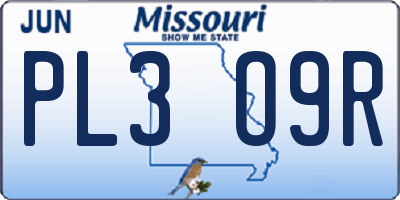 MO license plate PL3O9R