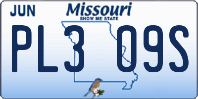 MO license plate PL3O9S