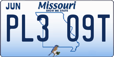 MO license plate PL3O9T