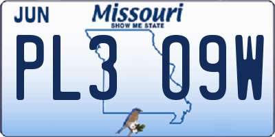 MO license plate PL3O9W