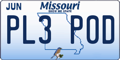 MO license plate PL3P0D