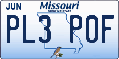 MO license plate PL3P0F