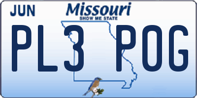 MO license plate PL3P0G