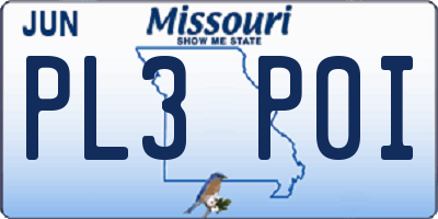 MO license plate PL3P0I