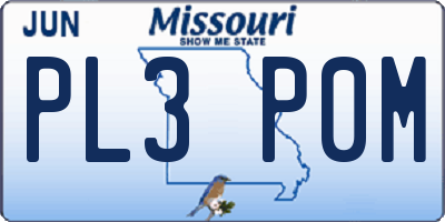 MO license plate PL3P0M