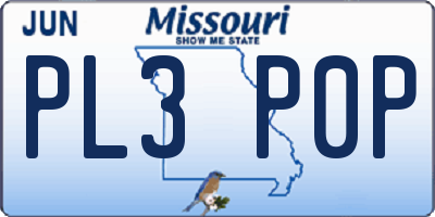 MO license plate PL3P0P