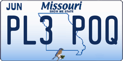 MO license plate PL3P0Q