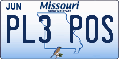 MO license plate PL3P0S