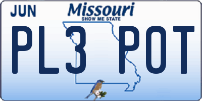 MO license plate PL3P0T