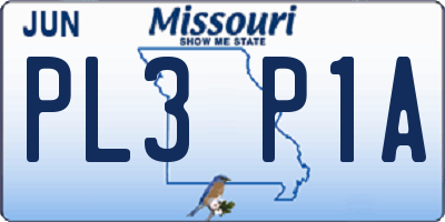 MO license plate PL3P1A