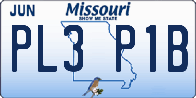 MO license plate PL3P1B