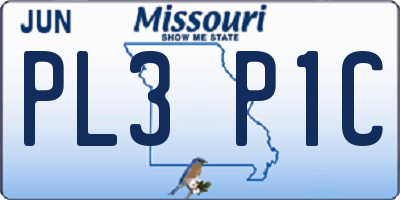 MO license plate PL3P1C