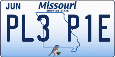 MO license plate PL3P1E