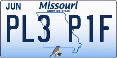 MO license plate PL3P1F