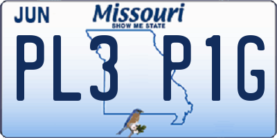 MO license plate PL3P1G
