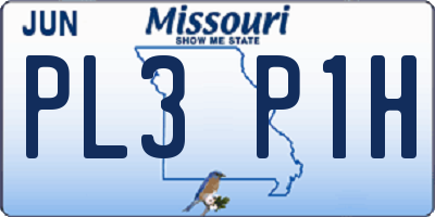 MO license plate PL3P1H