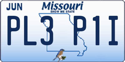 MO license plate PL3P1I