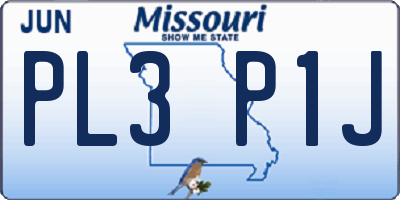 MO license plate PL3P1J