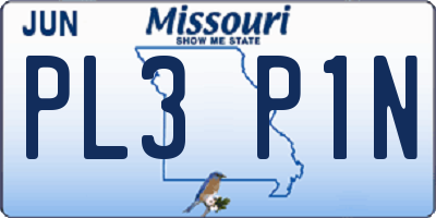 MO license plate PL3P1N