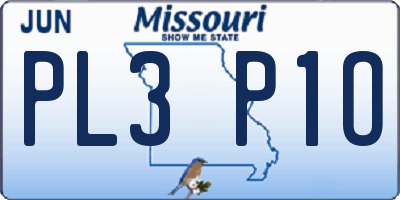 MO license plate PL3P1O