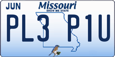 MO license plate PL3P1U