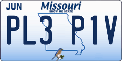 MO license plate PL3P1V