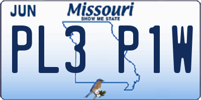 MO license plate PL3P1W