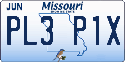 MO license plate PL3P1X