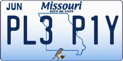 MO license plate PL3P1Y