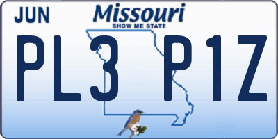 MO license plate PL3P1Z
