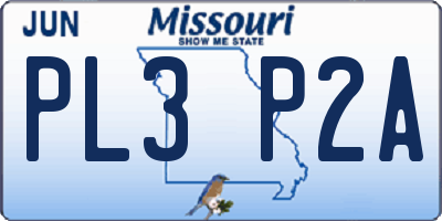 MO license plate PL3P2A