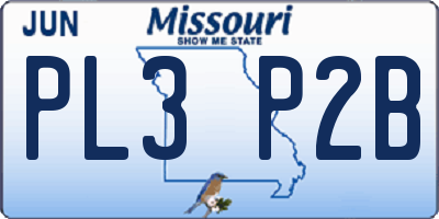 MO license plate PL3P2B