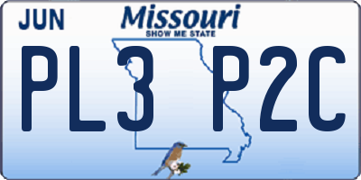 MO license plate PL3P2C