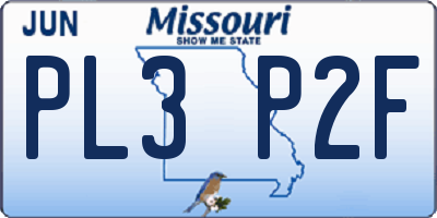 MO license plate PL3P2F