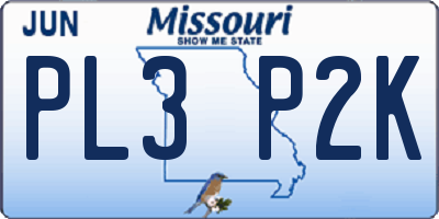 MO license plate PL3P2K