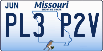 MO license plate PL3P2V