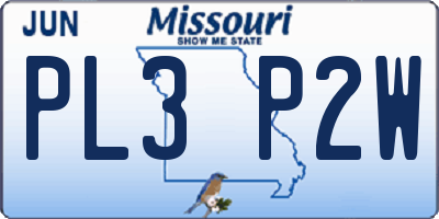 MO license plate PL3P2W