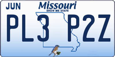 MO license plate PL3P2Z