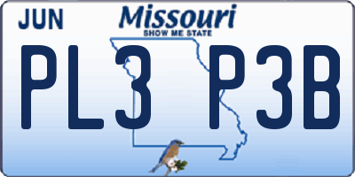 MO license plate PL3P3B