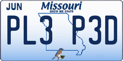 MO license plate PL3P3D