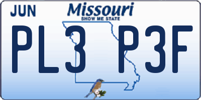 MO license plate PL3P3F