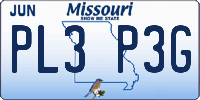 MO license plate PL3P3G