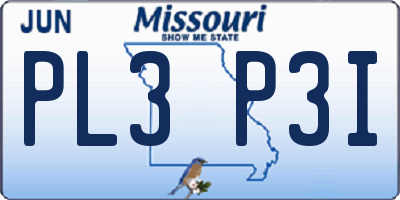MO license plate PL3P3I