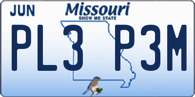 MO license plate PL3P3M