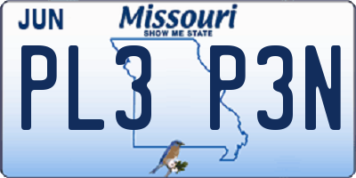 MO license plate PL3P3N