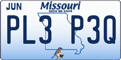 MO license plate PL3P3Q