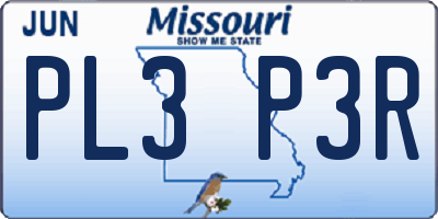 MO license plate PL3P3R