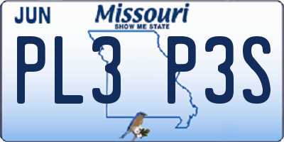 MO license plate PL3P3S