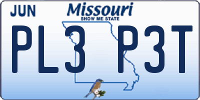 MO license plate PL3P3T